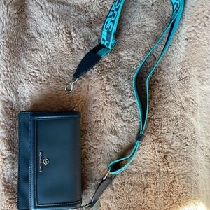 Michael Kors Black and Teal Crossbody Bag